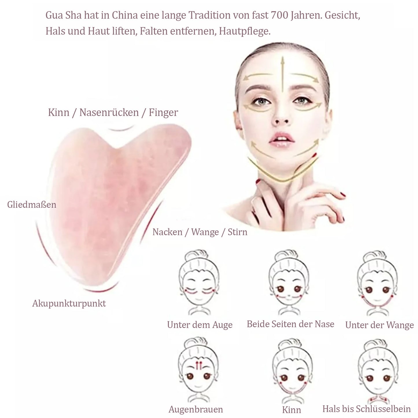 Rosenquartz Gua Sha Massagestein